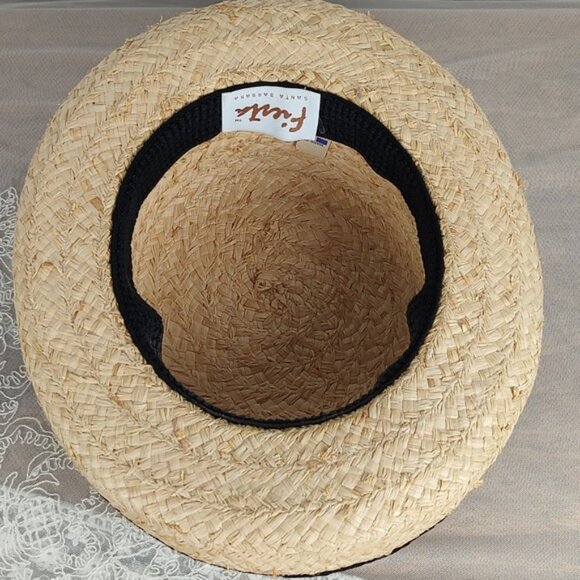 Fiesta Santa Barbara Straw Oversized Wide Brim Black Bow Band Medium 22 1/2" - Picture 5 of 10